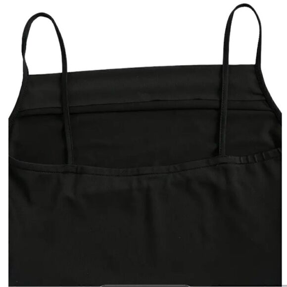 Solid Ruched Cami Dress -Sleeveless Bodycon Black Size Large New - Picture 5 of 7